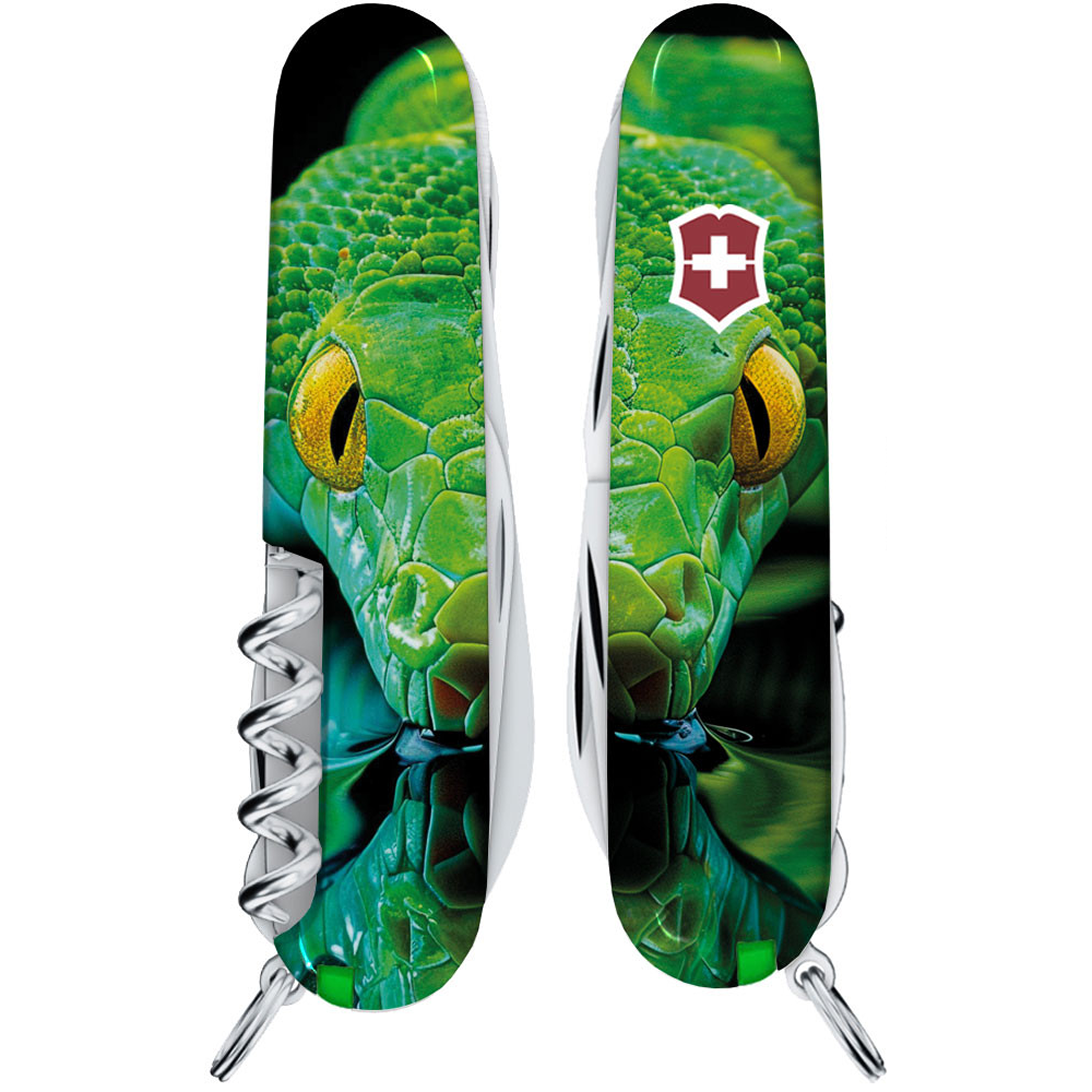 Victorinox Huntsman Swiss Army Knife - Green Wood Snake (+ pin and lanyard)