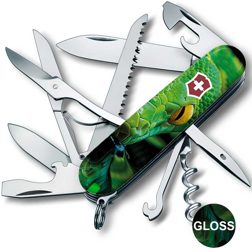 Victorinox Huntsman Swiss Army Knife - Green Wood Snake (+ pin and lanyard)