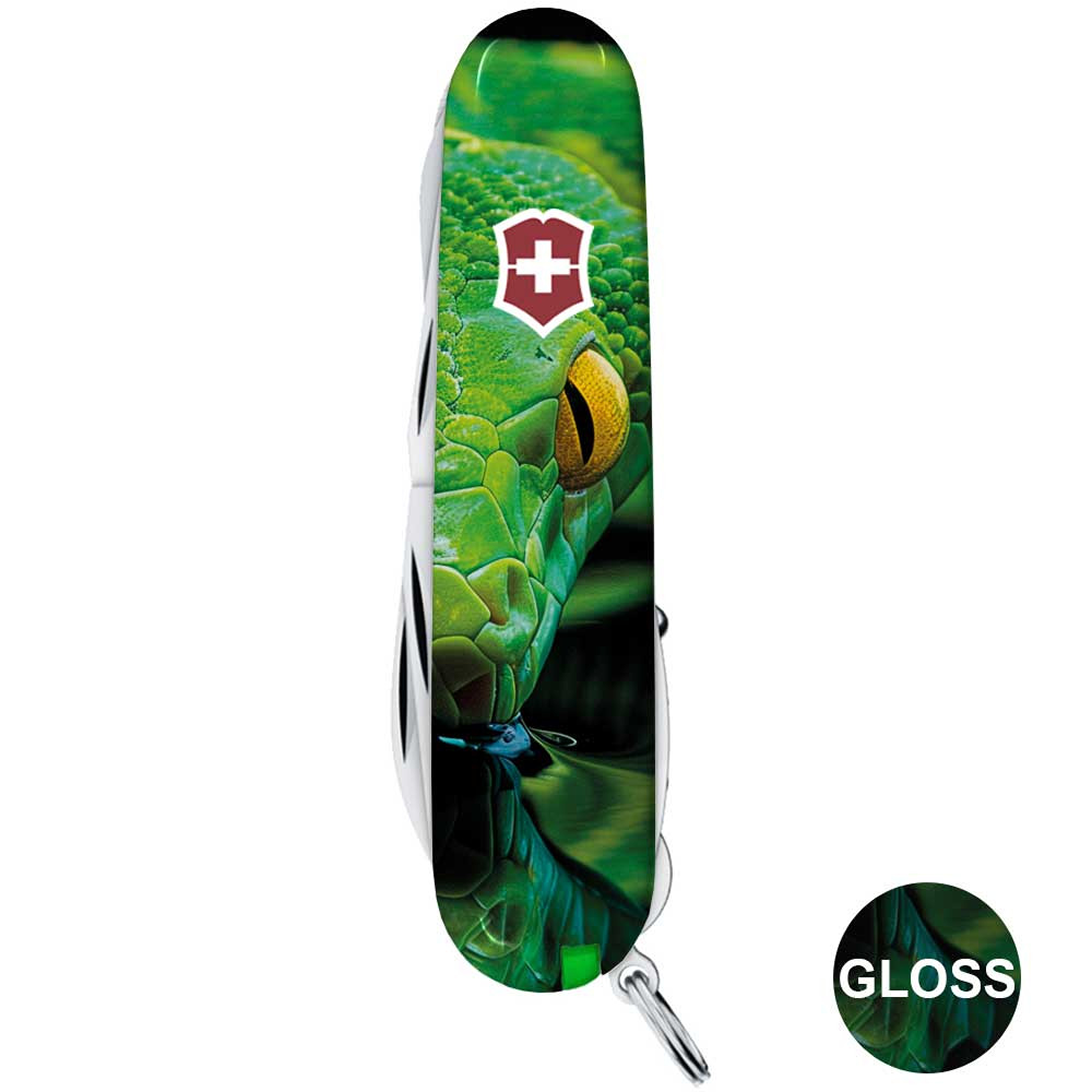 Victorinox Huntsman Swiss Army Knife - Green Wood Snake (+ pin and lanyard)