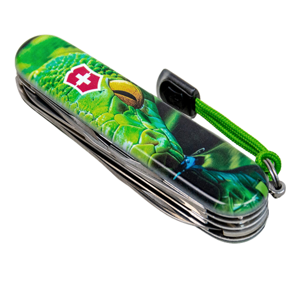 Victorinox Huntsman Swiss Army Knife - Green Wood Snake (+ pin and lanyard)