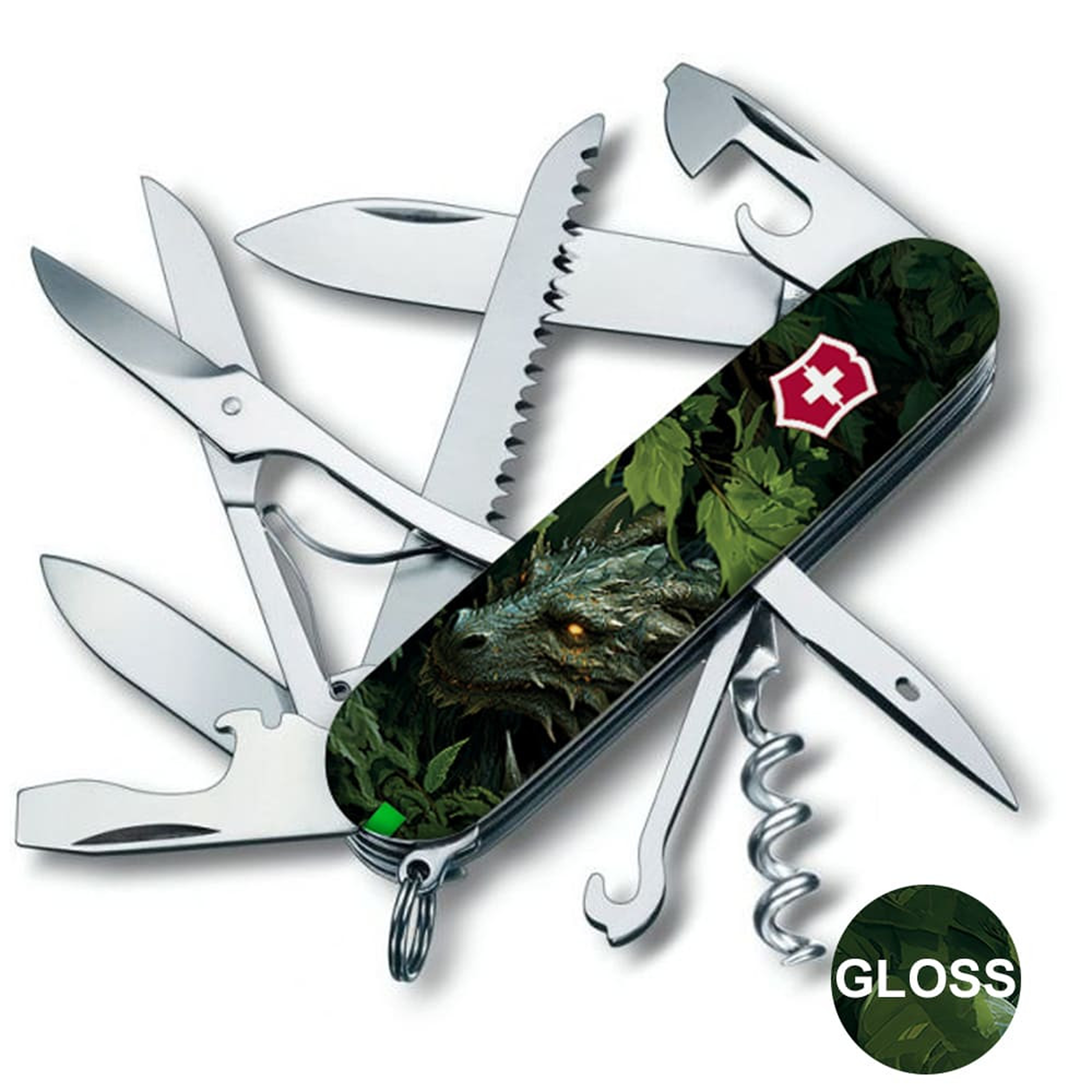 Victorinox Huntsman Swiss Army Knife - Green Wood Dragon