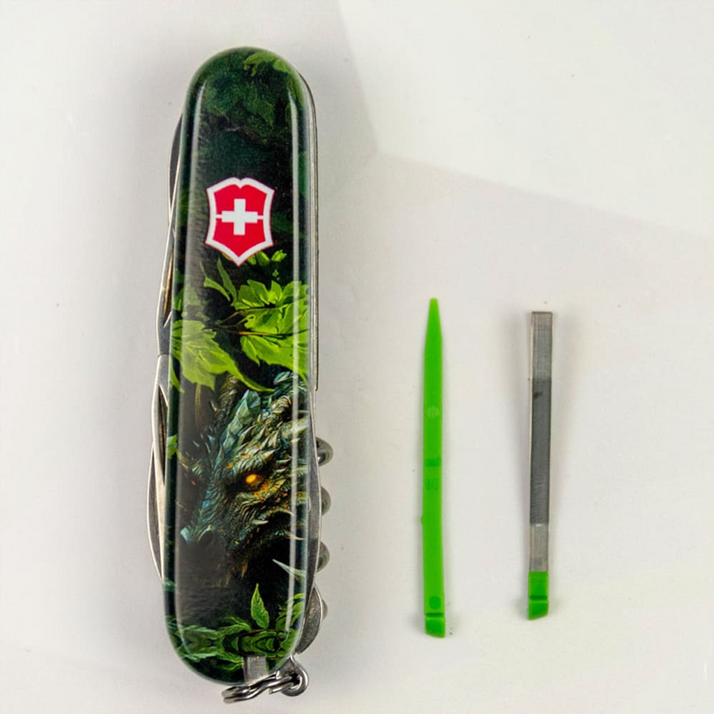 Victorinox Huntsman Swiss Army Knife - Green Wood Dragon
